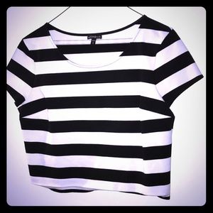 Black and white striped crop top